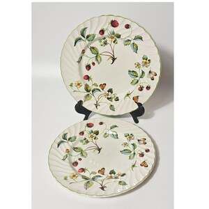Vintage James Kent Old Foley Strawberry Plates Set – 8” English Salad Plates